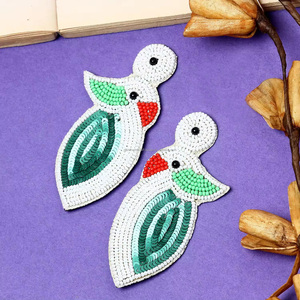 Élégant petit ruban de broderie à la mode boucles d'oreilles goutte élégant élégant petit bijoux de broderie - Product Image 2
