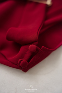 Women's <b>Red</b> Sleeveless <b>Scarf</b> Panel Blouse Metal Shoulder Detail Elegant Draped Top Polyester Spandex MIRVEN - Product Image 5