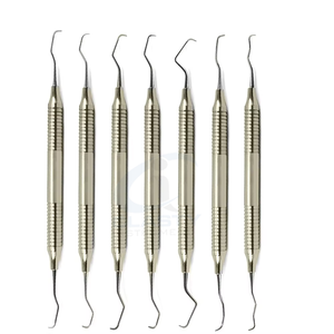 Juego de Instrumentos Quirúrgicos Dentales de 7 Piezas con Empuñadura Moleteada, Herramientas Manuales para Examen Oral, Plateadas, Clase I, Equipos Dentales - Product Image 1