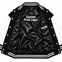 Blousons universitaires personnalisés pour hommes et femmes, coupe oversize à épaules tombantes, en molleton de coton avec manches et doublure imprimées en satin, style streetwear