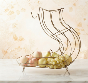 Cesta de Almacenamiento Elegante de Alambre Metálico con Forma Geométrica para Frutas, para la Encimera de la Cocina - Product Image 1