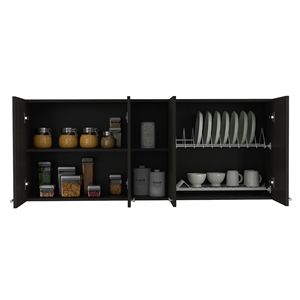 Armadietto da Parete Ontario a Doppia Anta, Finitura Nero Wengue, Mobili da Cucina - Product Image 4