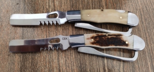 Cuchillo plegable para desmanilado de ganado con mango de hueso, hoja dentada de acero inoxidable, herramienta para exteriores - Product Image 5