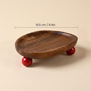 Oval Wood Decorative Tray With Feet Minimalist Design Handcrafted Wooden Platter For <b>Keys</b> Sunglasses And Small Items - Product Image 6