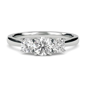Women's Three Stone Moissanite <b>925</b> <b>Silver</b> <b>Ring</b> Round Brilliant Cut Prong Setting Classic Engagement <b>Ring</b> - Product Image 1