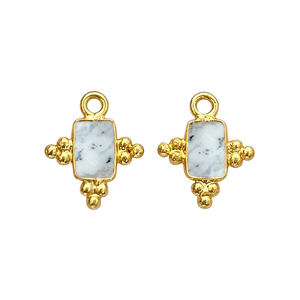 Dendrite <b>Opal</b> 5x3mm Rectangle Bezel Charms Handmade Fancy Bezel Pendant Gold Plated Birthstone Jewelry <b>Earring</b> Making Supplies - Product Image 1