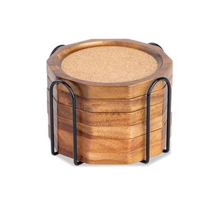 Juego de 6 Posavasos de Madera, Decoración Moderna y Estética de Lujo para Mesa de Centro, Mármol Blanco con Posavasos de Latón Dorado - Product Image 3