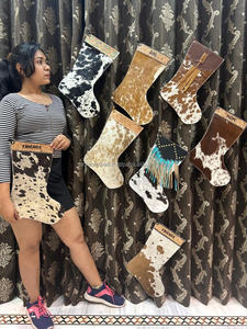 ถุงน่องหนังแท้ลายต้นคริสต์มาสยาว13นิ้วสำหรับเส้นผมทำจากหนังวัวแท้ - Product Image 6