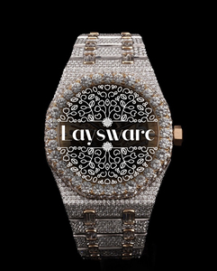 Luxury Two Tone Mechanical Moissanite Analog <b>Watch</b> Unisex VVS <b>Skeleton</b> Face Large Bezel Personalized Fashion Hip Hop Wristwatch - Product Image 1