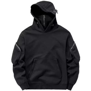 เสื้อฮู้ดเทคแวร์ผู้ชายสีดำ สไตล์สตรีทแวร์ ยูทิลิตี้ แทคติคอล คาร์โก้ พร้อมหน้ากากแบบนินจา สไตล์ฮิปฮอป ไซเบอร์พังก์ - Product Image 1