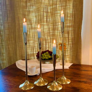 Elegant <b>Brass</b> <b>Candlestick</b> Holder Set of 4 Taper Candle Holders for Home Decoration Durable Metal Design - Product Image 5