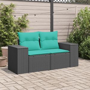 Divano da 2 posti in Poly Rattan nero con cuscini divani da giardino - Product Image 3