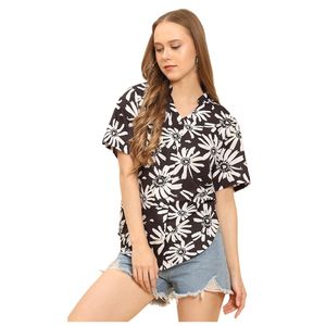 Camisa Tropical Floral para Mujer, Ligera, con Botones, Cuello en V, Informal, para Vacaciones en la Playa - Product Image 4