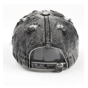 Casquettes de baseball vintage unisexes 6 panneaux réglables en coton délavé et denim vieilli pour femmes et hommes, vente en gros à prix abordable - Product Image 3