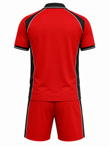 ชุดเสื้อโปโลสีแดงสไตล์สปอร์ตสำหรับผู้ชาย ลายพิมพ์เส้นศิลป์ แห้งเร็ว เหมาะสำหรับฤดูร้อน คอปกโปโล ผ้าถักโพลีเอสเตอร์ - Product Image 5