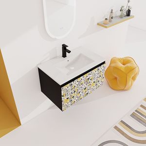 Mobile bagno sospeso da 30 pollici con lavabo in ceramica e anta con chiusura ammortizzata, pronto per l'installazione - Product Image 4