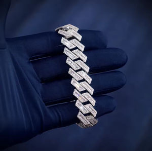 Wholesale Custom Stainless Steel Iced Out Heavy Cuban Link Necklace and Bracelet for <b>Mens</b> Available at Best Price - Product Image 1