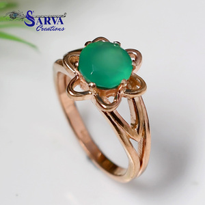 Vintage <b>Green</b> Onyx Flower <b>Ring</b> Rose Gold Plated 925 Sterling Silver Zirconia Women Engagement Wedding Fine Jewelry Gemstone <b>Ring</b> - Product Image 4