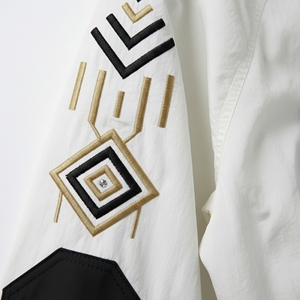 Conjunto Deportivo Unisex Blanco de Manga Larga, Corte Holgado, Estilo Urbano, Patrón Geométrico, con Cierre de Media Cremallera, para Primavera, Adulto - Product Image 6