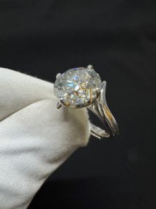 925 Plata 11MM redondo Moissanite solitario compromiso promesa Boda nupcial mujeres hombres diamante personalizado estilo romántico anillo regalo - Product Image 2