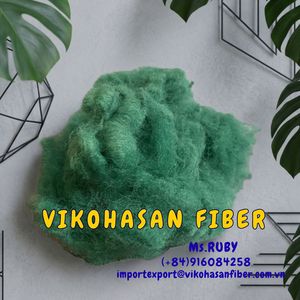 Prix usine Fibre de polyester recyclée solide verte 20D SD, recyclable, certifiée OEKO-TEX, ignifuge, pour filature - Product Image 3