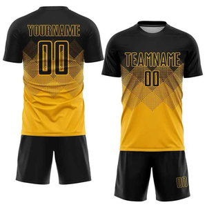 Maillot de football personnalisé pour homme, sublimé, dégradé noir-beige, col rond, manches courtes, anti-transpiration, coupe athlétique, ensemble uniforme - Product Image 2