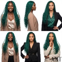 Dreadlocks Sintetici Ondulati Boho da 24 Pollici Verde Teal con Estremità Ricci, Capelli all'Uncinetto Stile Dea per Donna - Vendita all'Ingrosso