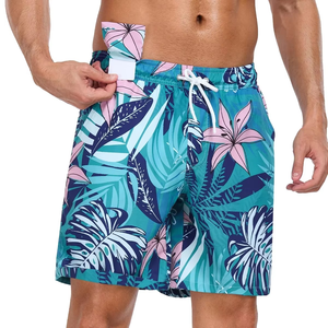 <b>Men</b> Tropical Swim <b>Trunks</b> Quick Dry Floral Beach Shorts Mid Length Resort Swimwear Elastic Waist OEM Custom - Product Image 4