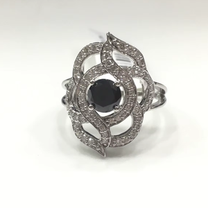 Attractive Vintage Blue Sapphire Diamond <b>Ring</b> | 14 Kt White <b>Gold</b> Classic Gemstone <b>Ring</b> for Women Engagement Jewelry Gift Box - Product Image 2