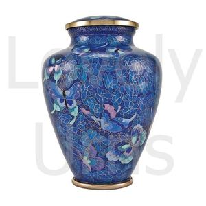 Nouvelle Urne Funéraire Grande en Métal Cloisonné Papillon Bleu pour Cendres Humaines, Urne Commémorative pour Adultes, Usine OEM ODM - Product Image 3