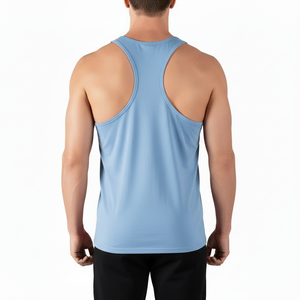 Camiseta Deportiva Personalizada para Hombre, Estilo Racerback, de Alta Calidad, Holgada, de Color Sólido, Sin Mangas, para Gimnasio, Hecha de Tela de Algodón - Product Image 2