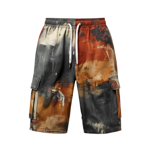 Shorts mi-longs en coton tricoté pour homme, style streetwear, déchirés, avec cordon de serrage et taille mi-haute - Product Image 3