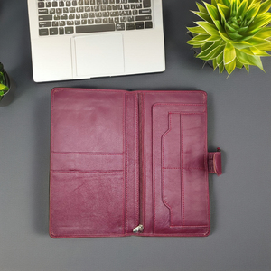 Portefeuille pour homme en cuir véritable, haute qualité, long, avec plusieurs emplacements pour cartes, sécurité RFID, doublure douce et résistante, fermeture à bouton-pression, logo personnalisé - Product Image 2