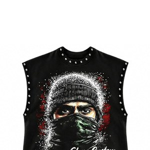 Camiseta sin mangas Glory Custom con gráfico de diamantes de imitación, 100% algodón, tela suave, nuevo estilo moderno, unisex. - Product Image 4