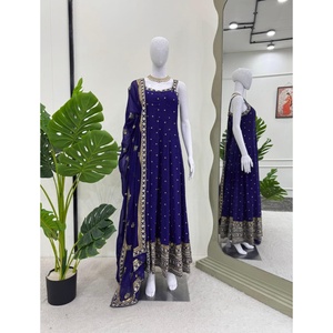 Hermoso vestido de fiesta y Dupatta con hilo con Secuencia Tela DE TRABAJO Chinon seda Interior Micro hilo de trabajo con secuencia - Product Image 1