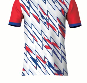 T-shirt à manches courtes et col rond en jersey géométrique imprimé par sublimation sur toute la surface, de qualité supérieure, décontracté et tendance pour hommes et femmes - Product Image 6