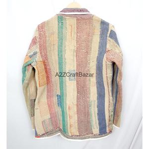 Wholesale Indian Handmade Knitted Vintage <b>Kantha</b> <b>Jacket</b> for Women Girls Spring/Winter Ready 100% Cotton Reversible Eco-Friendly - Product Image 6