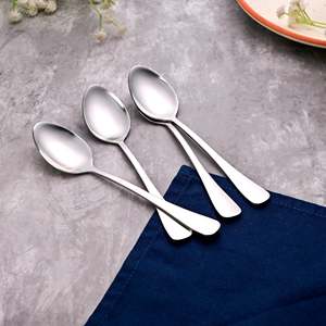 Modern Design <b>Silver</b> Velvet Shine <b>Tea</b> Spoons <b>Set</b> of 4 Gold Plated Metal and PP Cutlery for Soup and Stirring for Hotels - Product Image 2