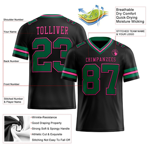 Camiseta de Fútbol Personalizada Negra con Malla Rosa Verde Kelly, Auténtica, de Alta Calidad, Transpirable, Ropa Deportiva, Camiseta Atlética de Alto Rendimiento - Product Image 3