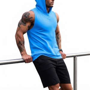 Sudadera con Capucha sin Mangas Personalizada para Hombre, OEM ODM, de Algodón y Felpa, para Gimnasio, Entrenamiento y Fitness - Product Image 1