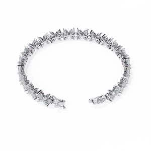Women's White Gold Diamond Bracelet Round Brilliant Cut Natural GIA Certified Classic Wedding Jewelry - Product Image 3