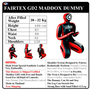 หุ่นฝึกซ้อม Fairtex รุ่นขายดีที่สุด สำหรับ MMA ยิวยิตสู มวยปล้ำ หุ่นฝึกซ้อมแบบ Heavy Duty สำหรับฝึก Ground & Pound Takedown - Product Image 5