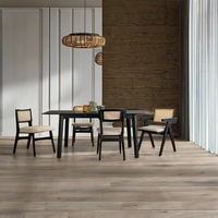 Silla de Comedor Moderna de Mediados de Siglo, con Respaldo de Ratán y Asiento Acolchado de Madera Resistente, para Hogar, Apartamento u Hotel