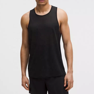 Débardeur tricoté respirant noir pour homme, col rond, uni, sportif, fitness, sans manches - Product Image 1