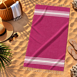 Toalla Fouta de Playa 100% Algodón a Rayas, Hermosos Colores, Toalla Fouta Turca para Playa, Toalla Hammam Teñida con Hilo Antiarena - Product Image 1