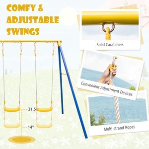 Ensemble de balançoires en métal pour jardin avec 2 sièges balançoires et 2 sièges glisseurs - Product Image 6