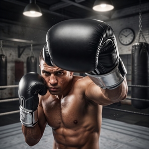 Dumela International Black <b>Silver</b> Leather Portable Boxing <b>Gloves</b> Vertical Style Professional Training Gear Logo Design - Product Image 5