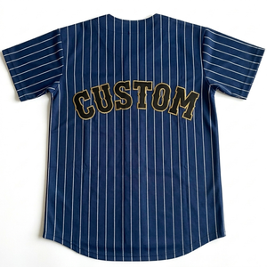 customMen's pinstripe baseball jersey lightweight custom team name number Breathable <b>athletic</b> fit full button shirt wholesale - Product Image 2