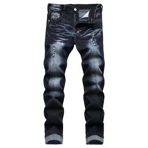 Jeans vintage slim pour homme, jeans déchirés de créateur, denim bleu délavé, pantalon en denim de haute qualité, jeans violets - Product Image 1