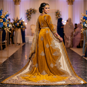 Dirac de mariage somalien de luxe marron chocolat avec broderie dorée complexe, élégance royale et raffinée, et couture haut de gamme - Product Image 5